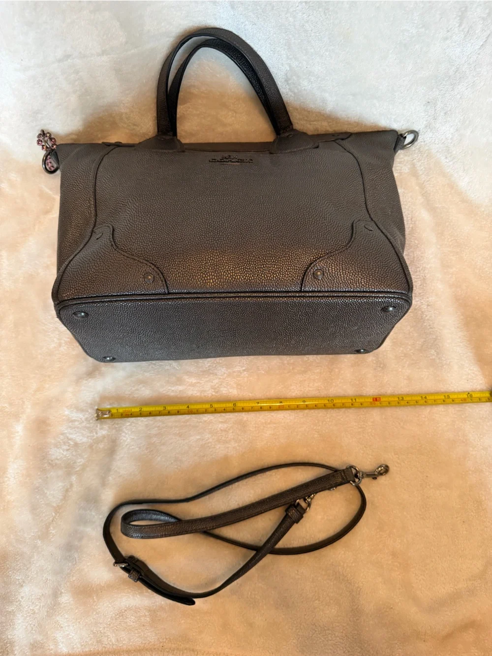 Coach Dark Brown Pebbled Leather Satchel with Removable Strap